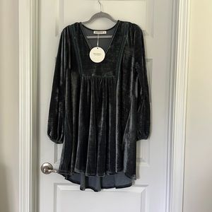 New with tag. Crushed velvet. Dark blue. Bohemian style dress medium.